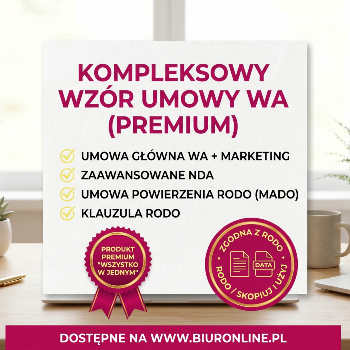 Kompleksowy wzór umowy m.in. dla Wirtualnej Asystentki (Umowa + NDA + MADO + RODO)