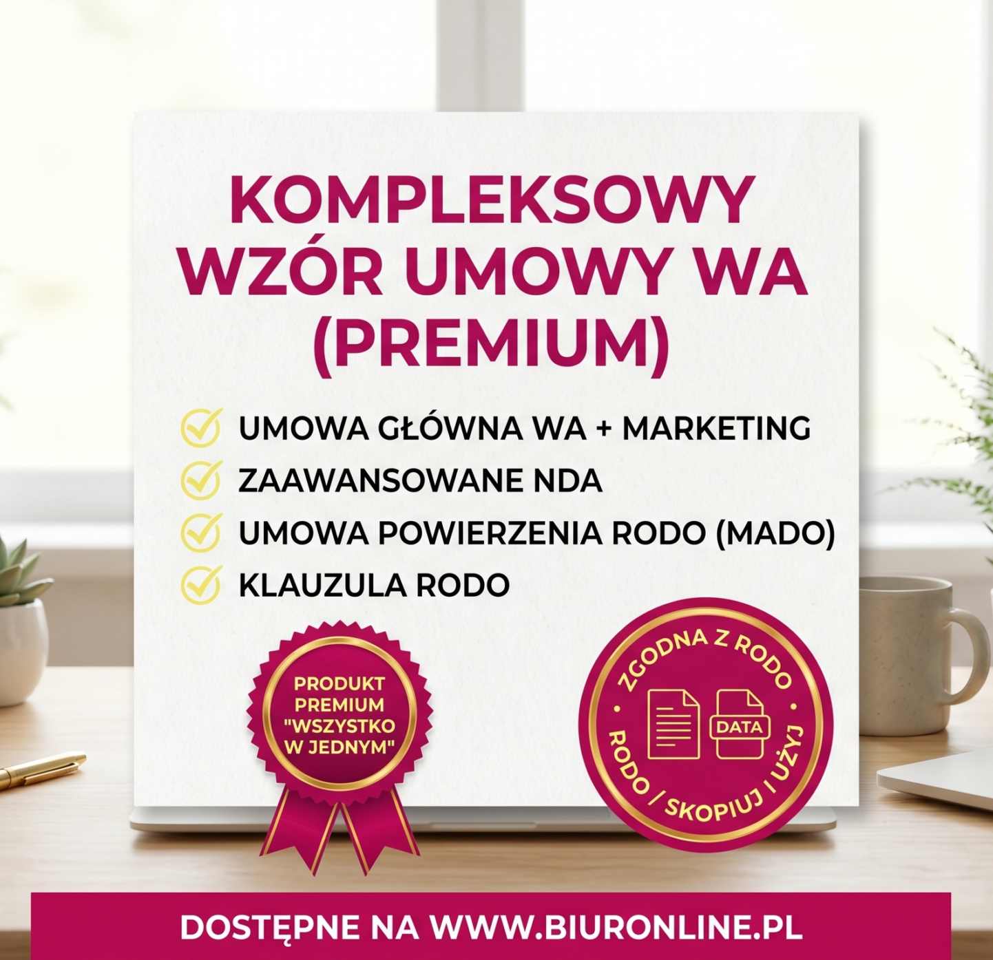 Kompleksowy wzór umowy m.in. dla Wirtualnej Asystentki (Umowa + NDA + MADO + RODO)